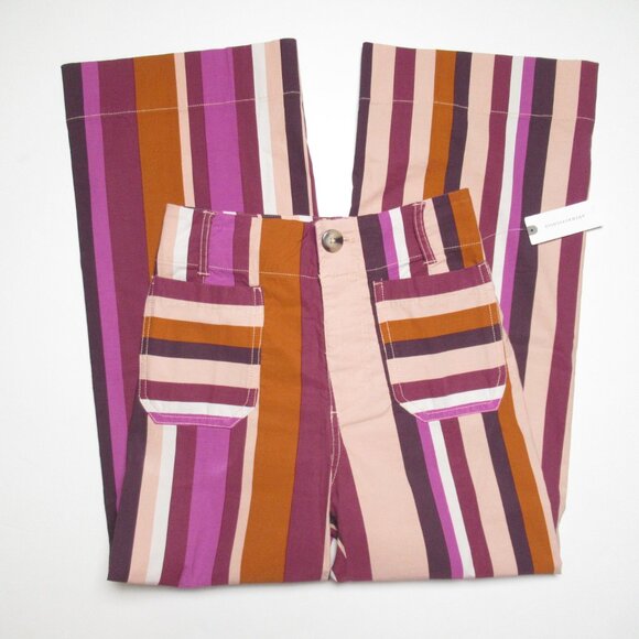 Anthropologie The Colette Cropped Wide-Leg Pants by Maeve Plum Stripe 24 - Picture 6 of 13